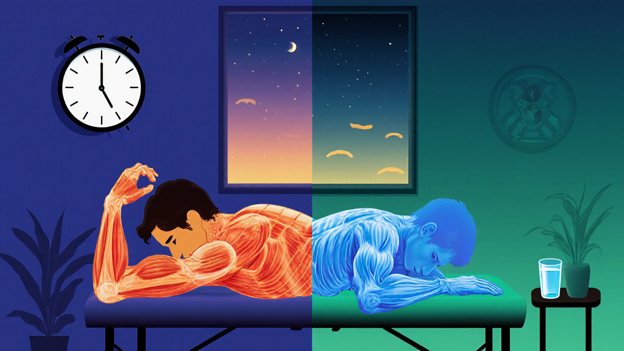 Symbolic illustration showing tension transforming into relaxation during a home massage.