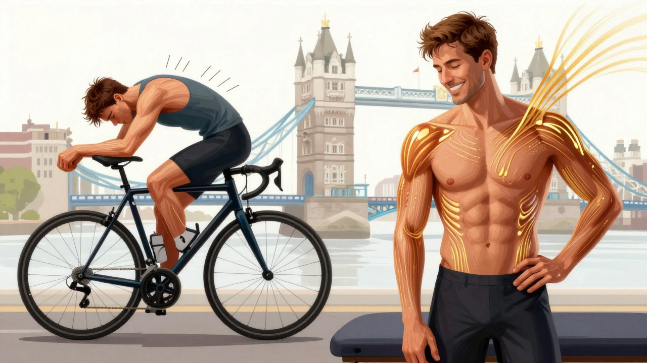 Before and after visual of cyclist restored by sports massage