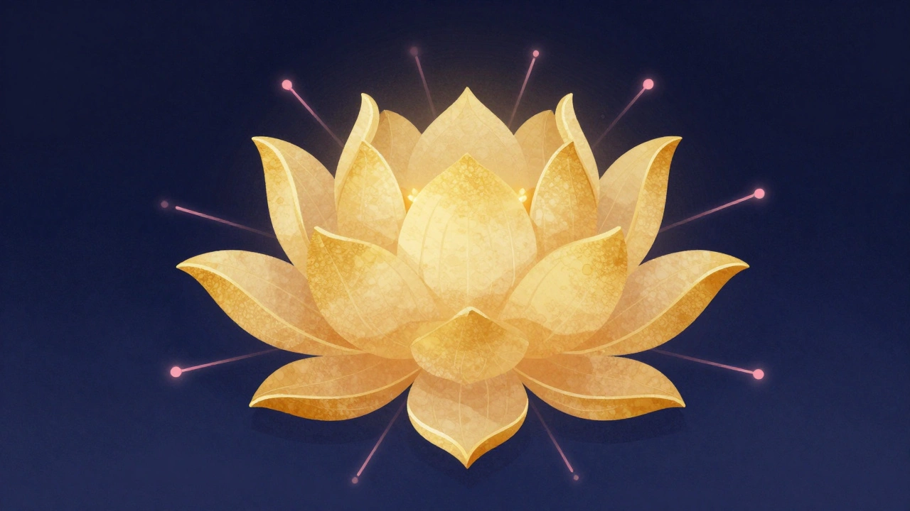 Golden lotus symbolizing feminine healing.